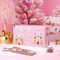 Reversible Christmas Wrapping Paper - Mini Roll - 17 Inch x 33 Feet - Pink House and Solid Pink Wrapping Paper with Metallic Foil Shine for Chrsitmas, Holiday, Party